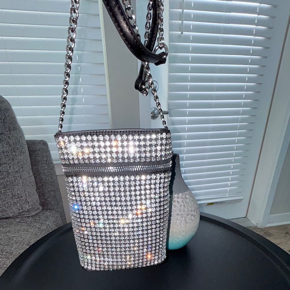 SPARKLING Diamond Studded & Leather Bag
